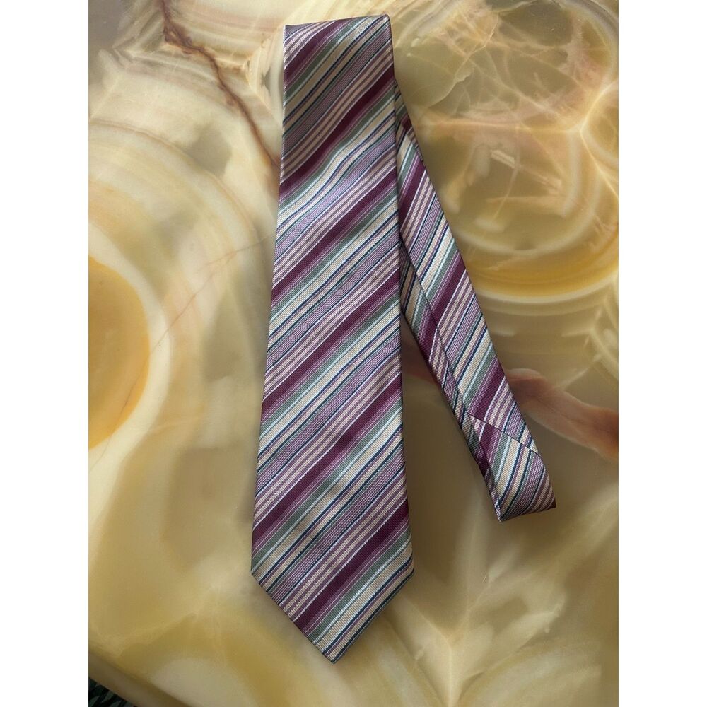 Brioni Red and White Striped Silk Tie Made in Italy